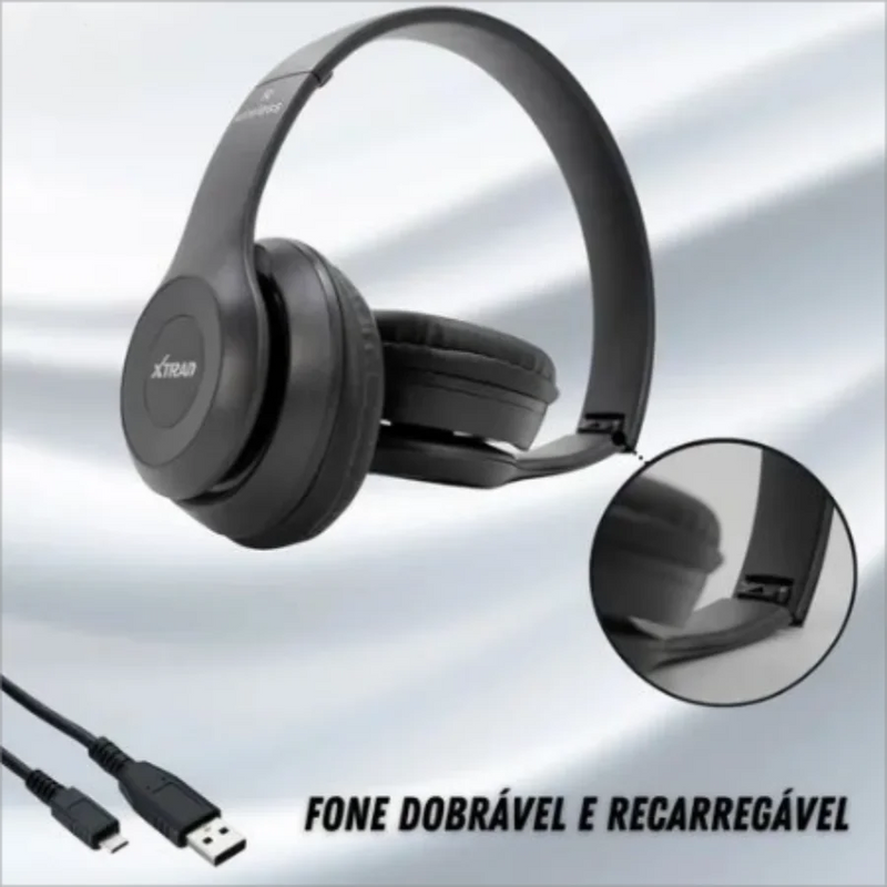 Fone De Ouvido Bluetooth 5.0 Bateria Longa Duração Extra Bass Dobravel