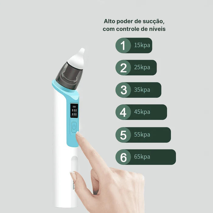 Aspirador Nasal Elétrico Infantil - Recarregável - 6 Velocidades